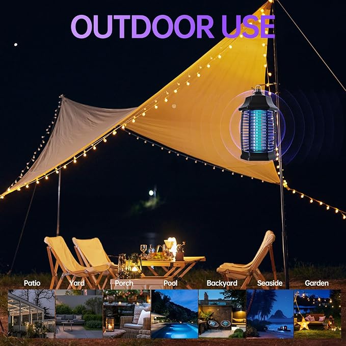 Bug Zapper Indoor, Electric Mosquito Fly Zapper Effective 4000V Plug in Insect Zapper Flies Traps 6.5 FT for Home Patio Office Courtyard