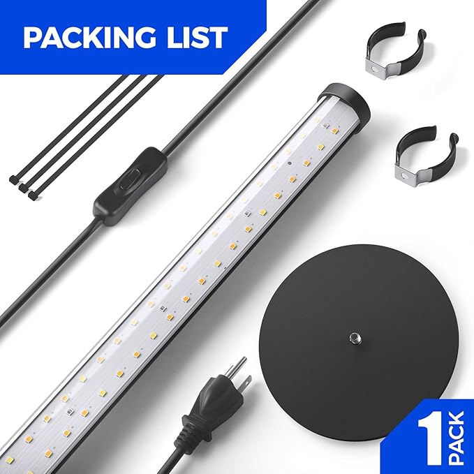 Barrina Standing Grow Light for Indoor Plants, 20W 2FT Desk LED Plant Light, Hanging and Standing, Table Top Full Spectrum Vertical Grow Lights with Stand and On/Off Switch, Ideal for Plants Growth