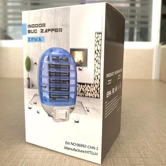 Bug Zapper Indoor,Fly Traps,Flying Insects,Electronic Insect Killer Fly Insect Trap Plug-in Mosquitoes Killer Mosquito Zapper with Blue Lights for Living Room,Kitchen,Bedroom,Office(2Packs)