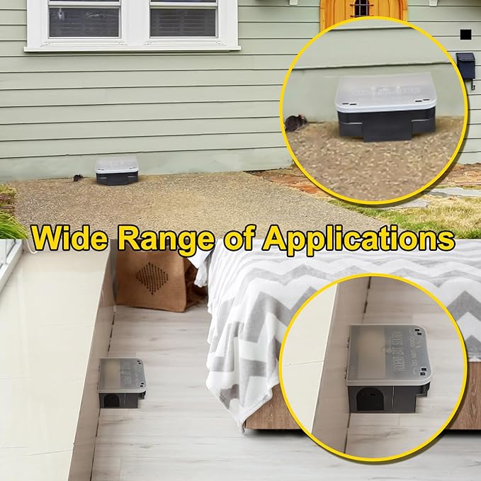 Qualirey 4 Pcs Rat Bait Station 8.86 x 7.28 x 3.62 Inches Rat Traps with Openable Lid, Blocks Boxes with Keys for Big Mouse, Keeps Children and Pets Safe Indoor & Outdoor, Bait Not Included (Clear)