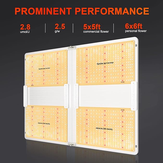 SPIDER FARMER SF7000, Samsung LM301B Diodes Led Grow Light, Full Spectrum Plant Grow Light, 650W Dimmable & High Efficiency & Uniform PPFD Commercial Lamps for Seedling Veg & Bloom In 5x5 Grow Tent