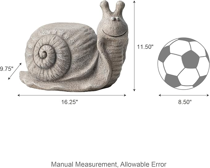 Glitzhome MGO Snail Garden Statue or Planter Stand Indoor and Outdoor Decoration, 16.25" L