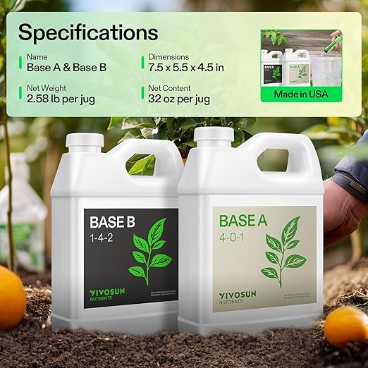 VIVOSUN Liquid Nutrients Base A & B Bundle, Grow Big Hydroponic Fertilizer, Supports Vegetative and Flowering Stages for Outdoor, Indoor Plants, Best Plant Food, Set of Quarts