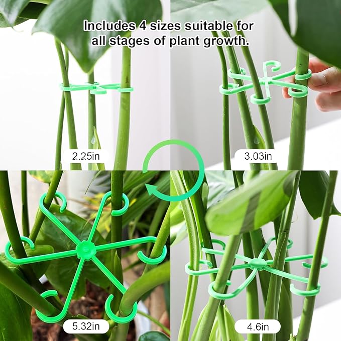 12pcs Climbing Houseplant Stem Supports,Plant stem Support Indoor Outdoor Use,Stem Hook Growth Accessories for Plant Garden, Promotes Upright Growth and Airflow(Green)
