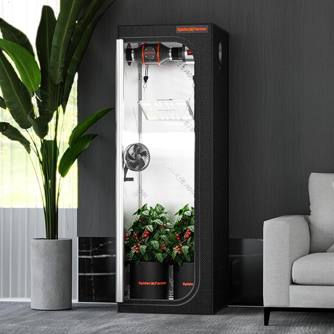 Spider Farmer 2x2x6 Grow Tent Pro-Grade, 24"x24"x72", with Removable Floor Tray, 1680D Thicken Mylar Canvas, 2x2 for Indoor Hydroponic Growing for SF1000, SE1500, G1500