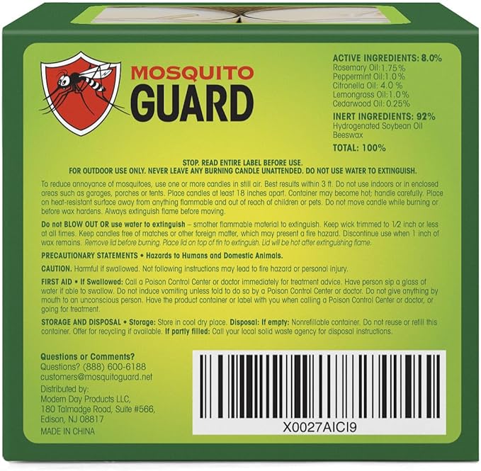 Mosquito Guard 16 Tealight Citronella Candles Outdoor Mosquito Repellent Indoors - DEET Free Mosquito Candles for Outside - Natural Mosquito Repellent Outdoor Patio Candle - Yard Bug Repellent Candle