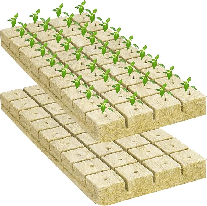 Legigo 1.2 Inch Rockwool Cubes Seed Starter Plugs for Hydroponics, RockWool Planting Grow Cubes for Hydroponic Tower Garden Soilless Cultivation Plants Germination Cutting Clone (2 Sheet, 72 Plugs)