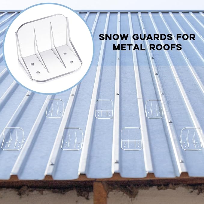 Taiyin 25 Pack Large Snow Guards for Metal Roofs 4 x 3 x 3 Inch Jumbo Ice Guard Snow Block Stops for Prevent Sliding, Without Screws or Adhesive (Clear)