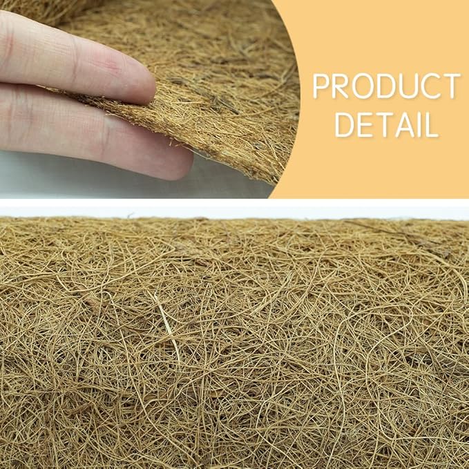 Coco Liner Roll, Extra Large 24x160 inch Natural Coconut Liners for Planter Flower Basket, Natural Coconut Fiber mat, Garden Decoration, Animal pet pad, Reptile Carpet