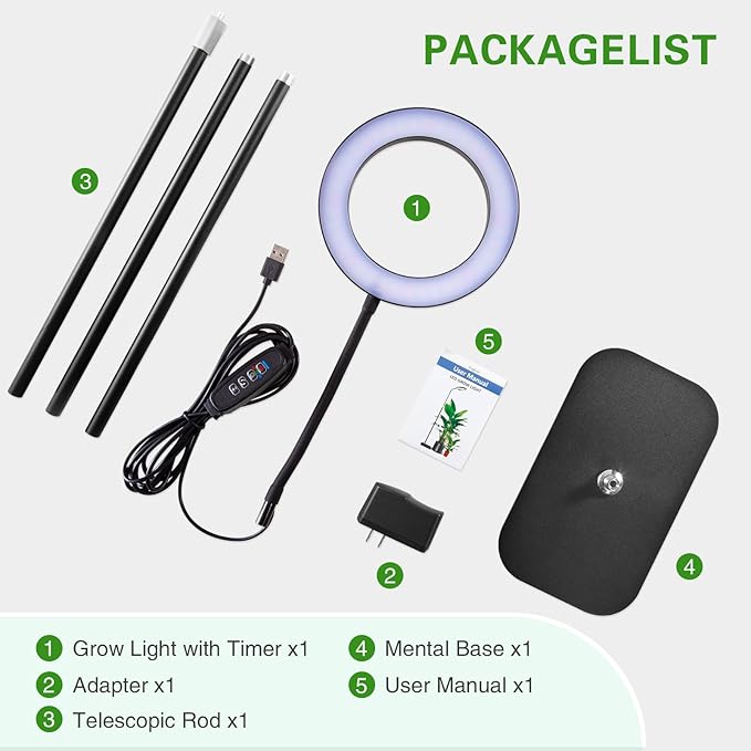 Full Spectrum Grow Light with Stand for Indoor Plants, Floor Plant Light, 3/9/12H Timer, 3 Color Modes, Adjustable Height 16.5–67in, for Large Plants & Home Décor(1 Head)