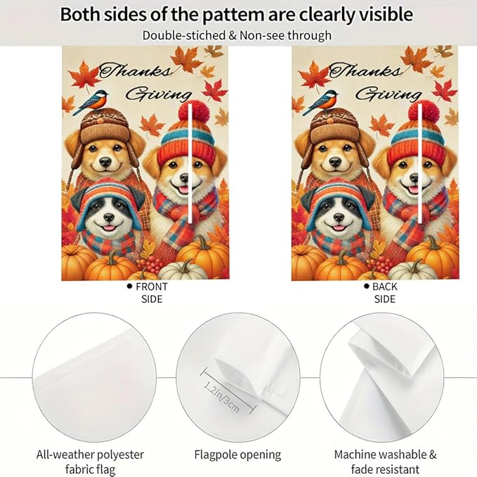 Autumn Pumpkin Harvest Welcome Garden Flag Double Sided Thanksgiving Fall Outdoor Decorations 12 x 18 Inch Small Cat Couple Small Dog Couple