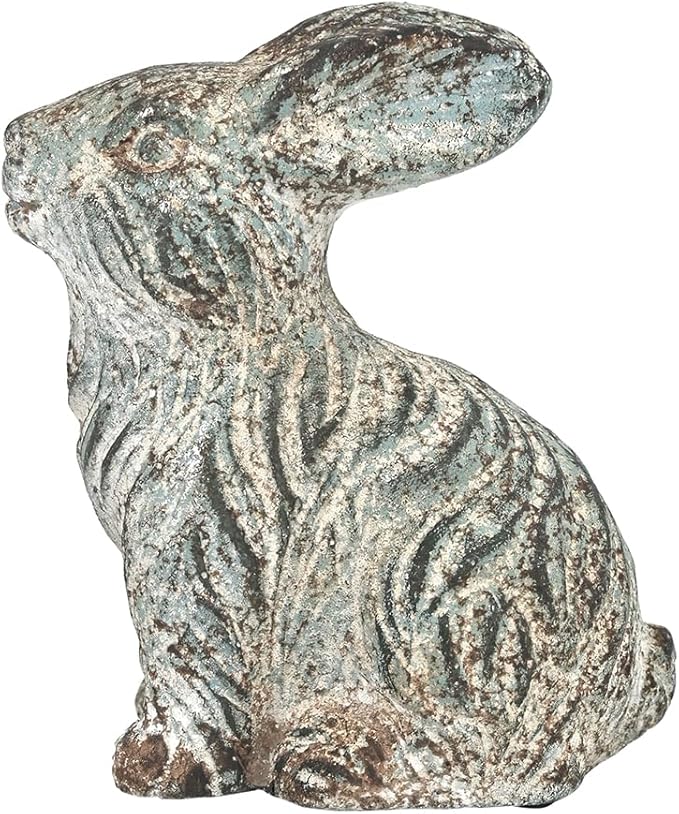 All Chic Bunny Decor Garden Statue Cement Rabbit Statue for Home Garden Indoor Outdoor Statues for Yard,Front Yard Decor,Easter Rabbit Figurines(Blue)