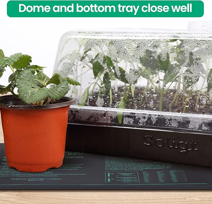 2 Set 60-Cell Seed Starter Kit - Strong Seed Trays with Humidity Domes, Cell Trays and Seedling Heat Mats - Cloning, Propagation and Germination Station