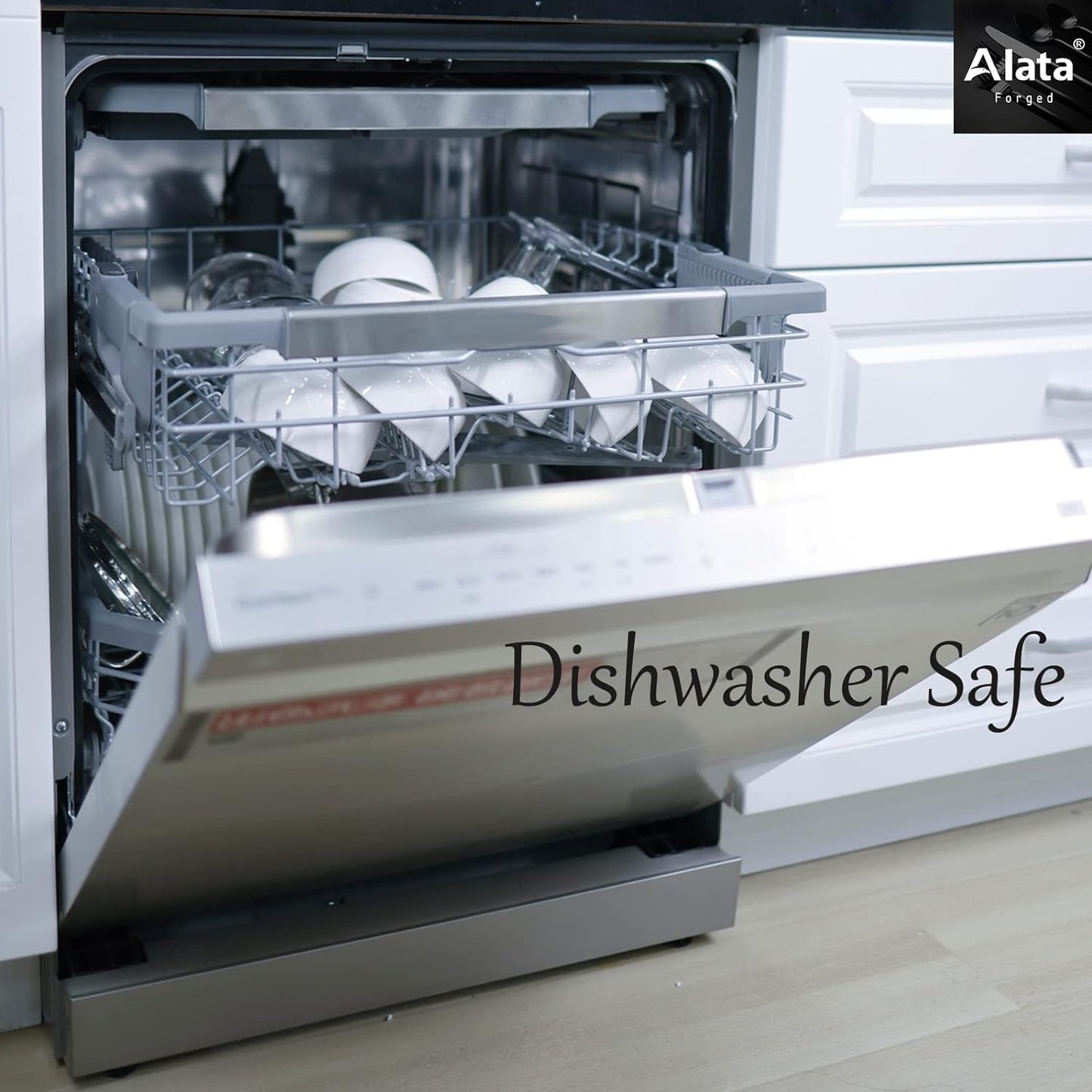 Alata Potter 60-Piece Forged Silverware Set Stainless Steel Flatware Set Cutlery Set, Service for 12, Mirror Finish, Dishwasher Safe