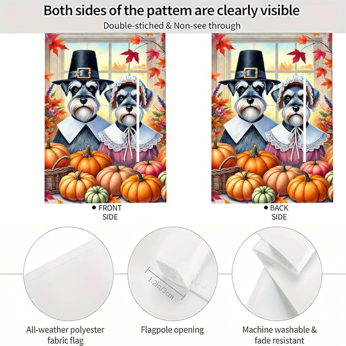 Thanksgiving Fall Decor Garden Flag Double Sided Autumn Leaves and Pumpkins Welcome Outdoor Decoration 12 x 18 Inch Dog Couple