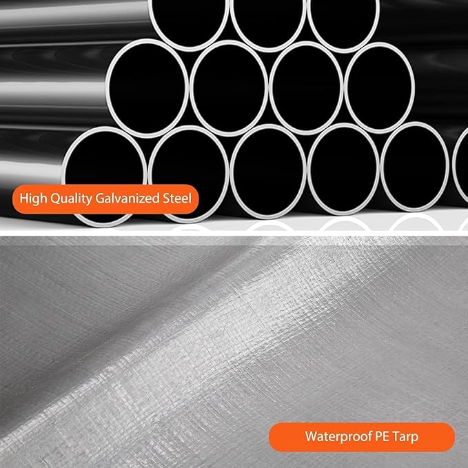 Garvee 13x20 Heavy Duty Carport Canopy, Galvanized Steel Frame Car Port with Waterproof PE Tarp, 4 Doors & 4 Windows, All Weather Portable Garage for Car Boat Truck, Yellow