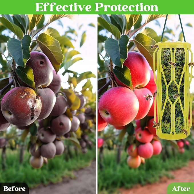 Wasp Traps Outdoor Hanging with Fluorescent, Carpenter Bee Traps for Outside, Fly Traps Outdoor/Indoor, Wasp Fly Catcher Killer Hunter for Hornet, Gnat, Mosquito, Flying Insect, 2 Pack