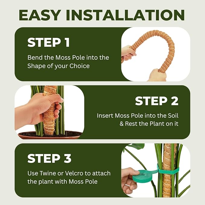 2 Pack 63 Inch Moss Pole for Plants, Tall Moss Poles for Climbing Plant-Monstera, Handmade Coco Coir Pole, Monstera Plant Support for Plant Grow