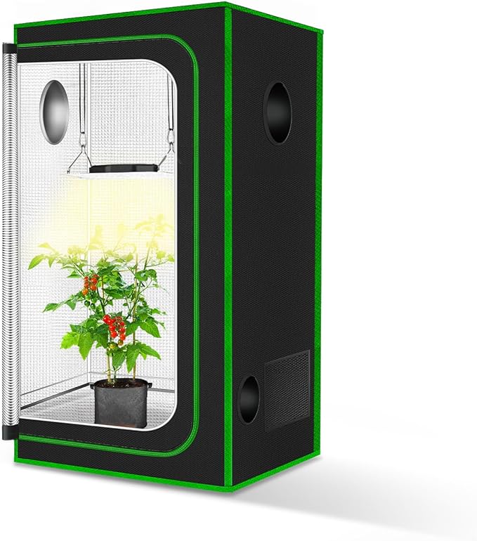 MELONFARM Small Grow Tent for Aerogarden,18”x18”x48” ,Hydroponics Growing System ,Highly Reflective 600D Diamond Mylar Canvas with Ventilation window and Floor Tray for Hydroponic Indoor Plant Growing
