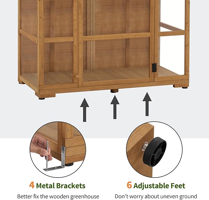 MCombo Wooden Greenhouse Outdoor with Openable Roof Vent and Adjustable Shelves, 0826 (Natural)