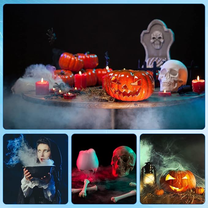 Yaomiao 1 Piece Halloween Mist Maker Fogger Small Ultrasonic Fog Machine Fountain Mister Fogger Water Garden Pond Foggers Air Humidifier with 12 LED Light Flashes for Halloween (Silver)