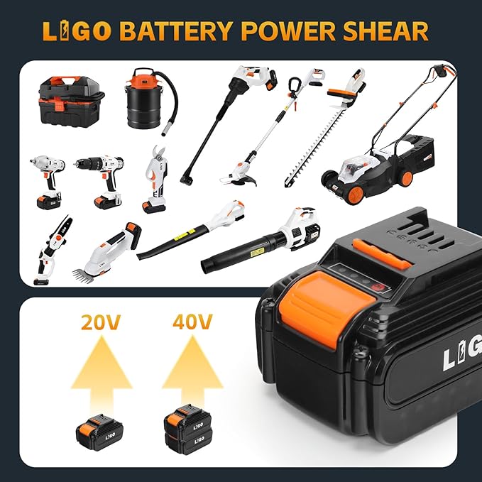 LIGO Cordless Leaf Blower with Brushless Motor, High CFM Turbo Airflow, Lightweight Handheld Design & 4.0Ah Battery - Dual Use for Lawn Care, Yard Debris, and Light Snow Removal