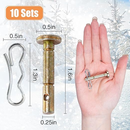 Biggun 10 Sets of Shear Pins & Cotter Pins for Snowblower - 738-04124 and 714-04040 Replacement Shear Pin Kits Compatible with MTD Craftsman Cub Cadet Troy Bilt Snowblowers