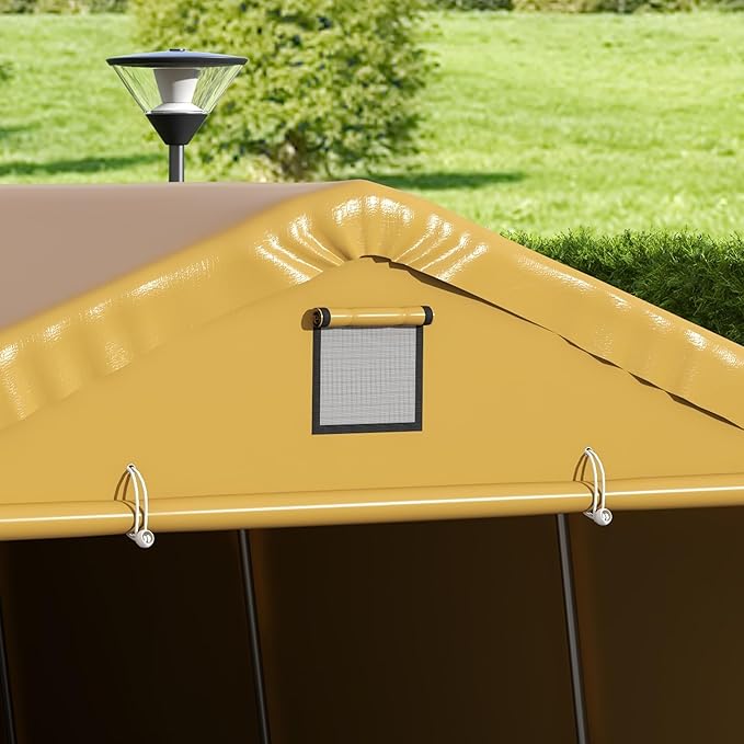 Outsunny 12' x 20' Heavy Duty Carport Canopy, UV30+ Resistant Portable Garage Tent with 2 Windows and Roll-up Door, for Truck, Boat, Car, Motorcycle, Bike, Garden Tools, Yellow