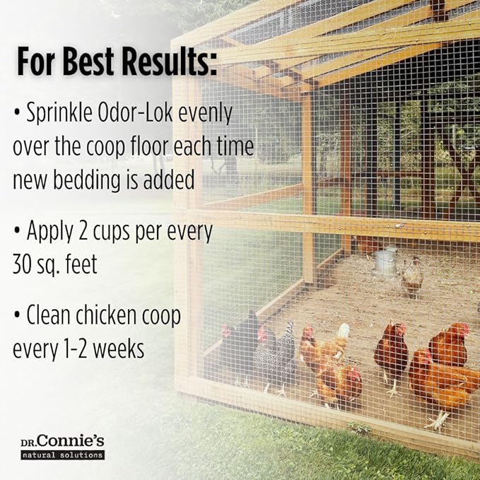 Healthy Ponds Dr. Connie's Odor Lok Coop Deodorizer | All-Natural Chicken Coop Odor Eliminator | Ammonia Neutralizer & Moisture Absorber for Backyard Poultry