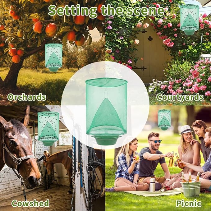 Fly Trap Indoor and Outdoor, 8 Pack Reusable Hanging Fly Killer, Pest Control, Fly Traps for Ranch,Family Farms, Park, Restaurants