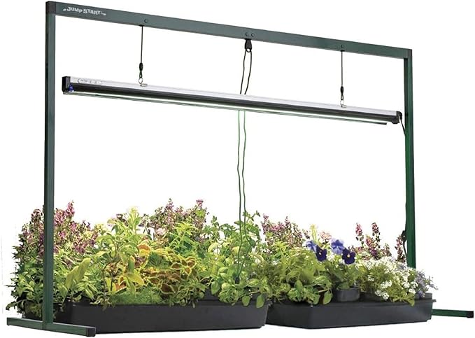 Jump Start 4 Foot T5 Grow Light System Standing Fixture with Built-In Timer for Seedlings, Cuttings, Flowers, and House Plants