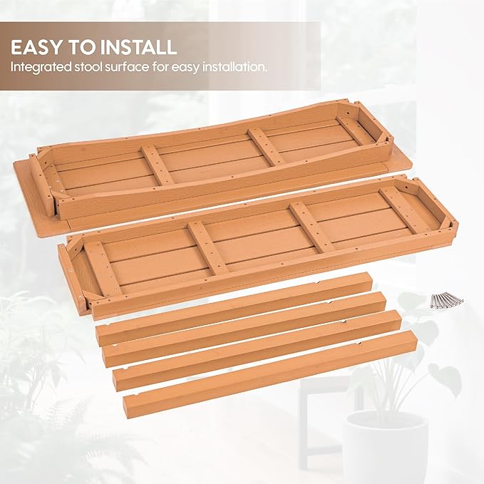 Outdoor Console Table, 48'' 2-Shelf SideTable Indoor/Outdoor Use, Multifunctional Buffet Table Bar Storage Organizer for Entryway,Yard, Weatherproof HIPS Patio Plant Stand Table, Brown