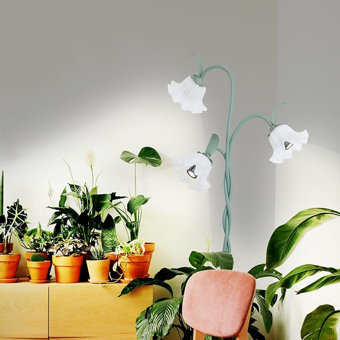 HMVPL Grow Lights for Indoor Plants, Full Spectrum Plant Lights for Indoor Growing with 3 7W Grow Light Bulbs, Foot Switch, Standing Tall Growth Lamp with Flexible Gooseneck for Middle Small Plants