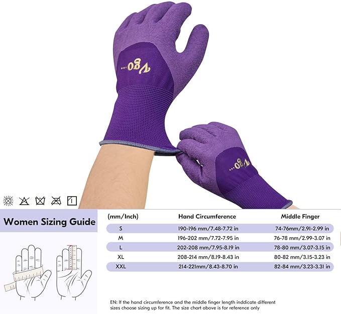Vgo... 3 Pairs Women’s Gardening Gloves - Non-Slip Nitrile Coated, Breathable for Outdoor, DIY, Ranch, Camping(RB6013)
