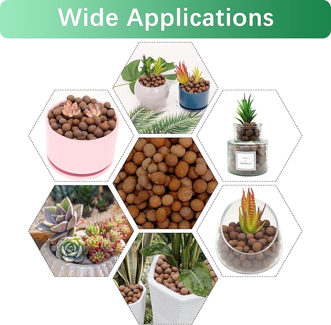 6LB Leca Clay Pebbles, 14-16mm Lightweight Expanded Clay Aggregate for Hydroponic Growing, Premium Grow Media for Orchids, Aquaponics Plants and Horticultural Drainage, Natural