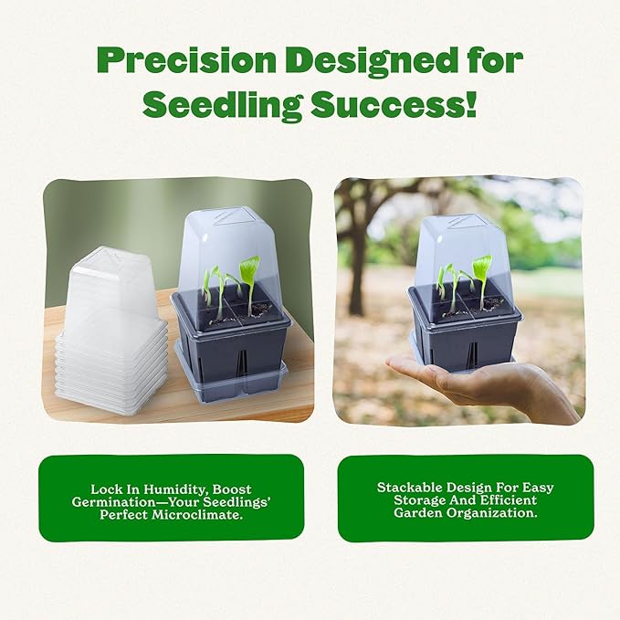 Epic Gardening Reusable Germination Domes & Trays - Easy Watering Seed Starting - Gardener Friendly Plant Trays for Seedlings | UV-Treated & BPA-Free (8)
