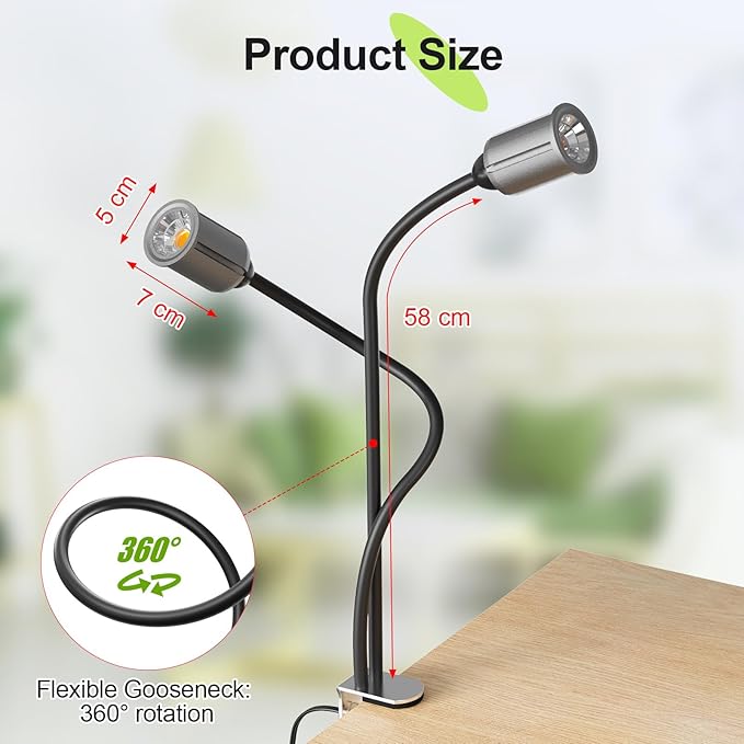 Grow Light for Indoor Plants, 75W Full Spectrum Plant Growing Lamp with Gooseneck, Auto On Off Timing 3/6/12H, 4-Level Dimmable