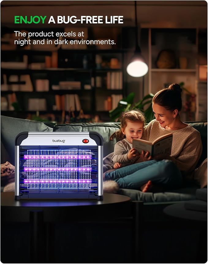 Buzbug LED Bug Zapper Indoor, 10 Years Lifespan 3 Lamps Enhance Insect Attraction, 3800V High-Voltage, Electric Mosquito Zapper, Fruit Fly Mosquito Moth Gnat Trap, Killer, Zapper -MA009