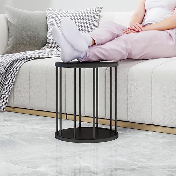 HDANI Wooden Stool Set of 2 for Kids,Adults,300lbs Load Capacity Garden Round Wood Stool,Non-Slip Small Step Stool for Plant Stand,Kitchen,Bathroom and Bedroom,Black