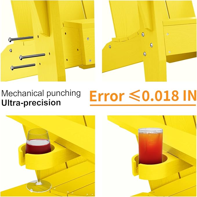 MXIMU Adirondack Chair Set of 6: Modern Adirondack Chairs Fire Pit Chairs Plastic Outdoor Chairs for Lawn Backyard Deck Garden Camping (Yellow)