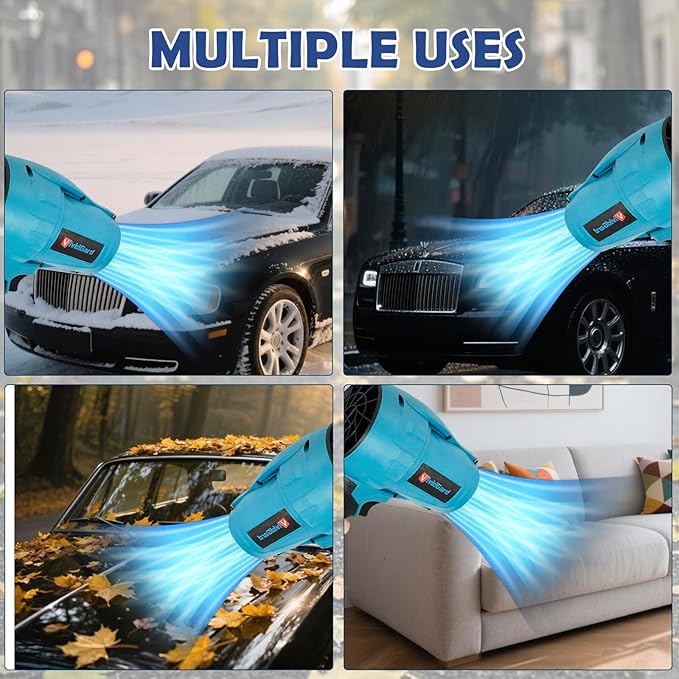 Electric Cordless Leaf Blower 800g Thrust Handheld Leaf Blower 2 X 4.0Ah Batteries and Charger Included, Lightweight Leaf Blowers for Patio Cleaning, Lawn Care, Blowing Leaves and Dust