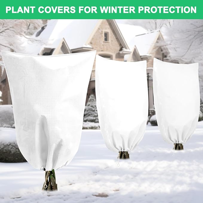 DQS 3 Pack Plant Covers Freeze Protection, 23.6" x 31.4" Winter Frost Protection Blankets Frost Cloth,Suitable for Outdoor Winter Frost, Cold Weather, shrubs, Trees, Jackets, and coverings