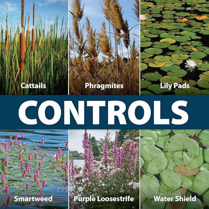 Airmax Shoreline Defense Emergent Weed Control Concentrated Treatment, Aquatic Herbicide (Glyphosate) for Phragmites, Pond Grass & Cattails, 1 Quart