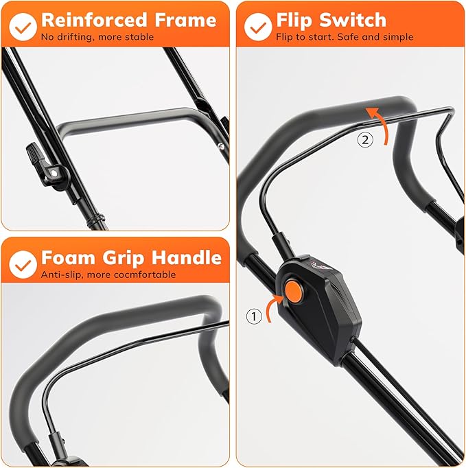 Electric Lawn Mower, 20V 13" Cordless Lawn Mower for Small Yard, Push Mower with 5 Height Adjustments, 2-in-1 Mulching/Bagging for Graden, 4.0Ah Battery and Charger Included(25min Runtime)