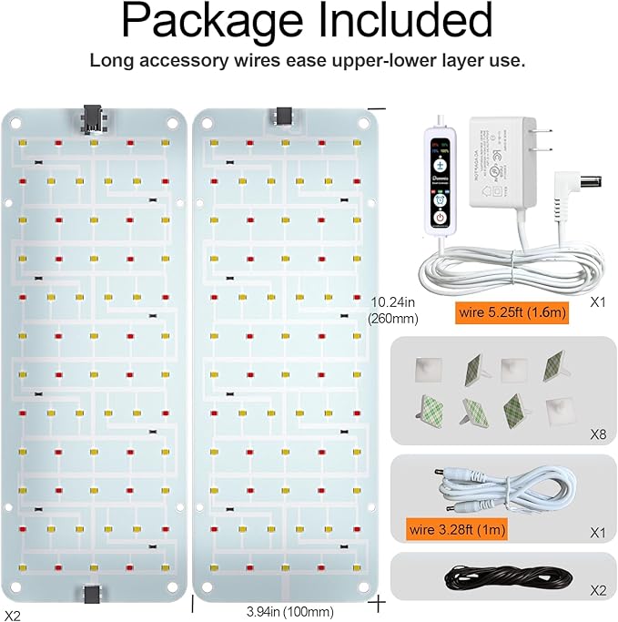 DOMMIA Grow Light, 20W Ultra-Thin Panel Grow Lights for Indoor Plants, High PPFD Full Spectrum, Dimmable, 6/12/16H Timer Auto on/Off, Suitable for Indoor Growing, Warm White 1-Pack
