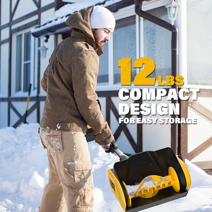 Cordless Snow Shovel,20V 12-Inch Electric Snow Shovel, Snow Blower Cordless with Directional Plate and Adjustable Front Handle, Equipped with LED Lights(4-Ah Battery and Quick Charger Included)