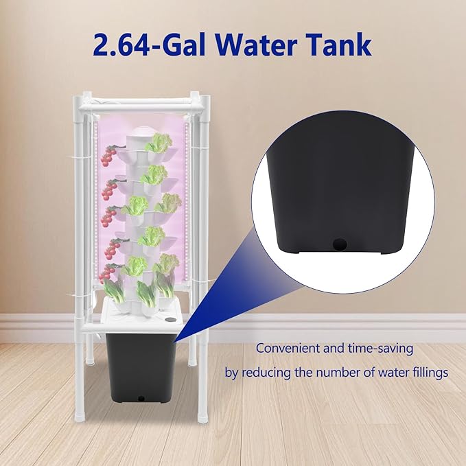 Hydroponic Growing System, Planter Germination Tower with Pump, 30 Pods Indoor Gardening Vertical Garden Planter Indoor Smart Garden Kit for Gardening Lover Herbs,Fruits (Grey)