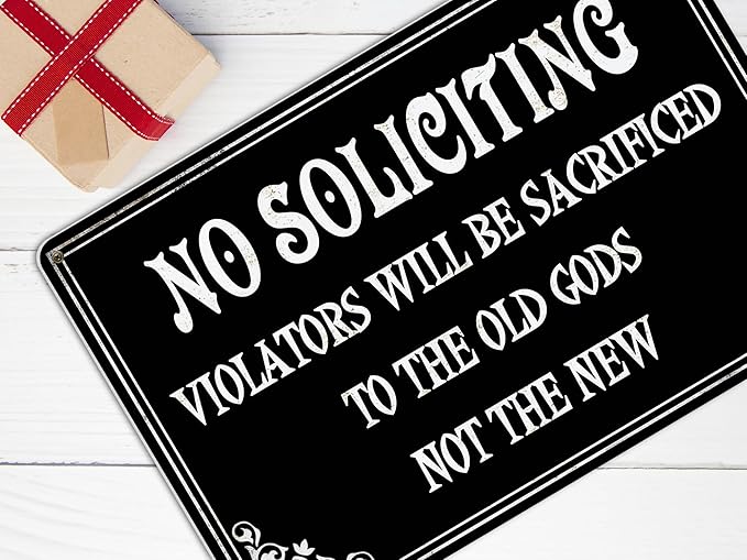 No Soliciting Sign - Funny Gothic Home Decor, Witchy Gifts - 12x8 Inch