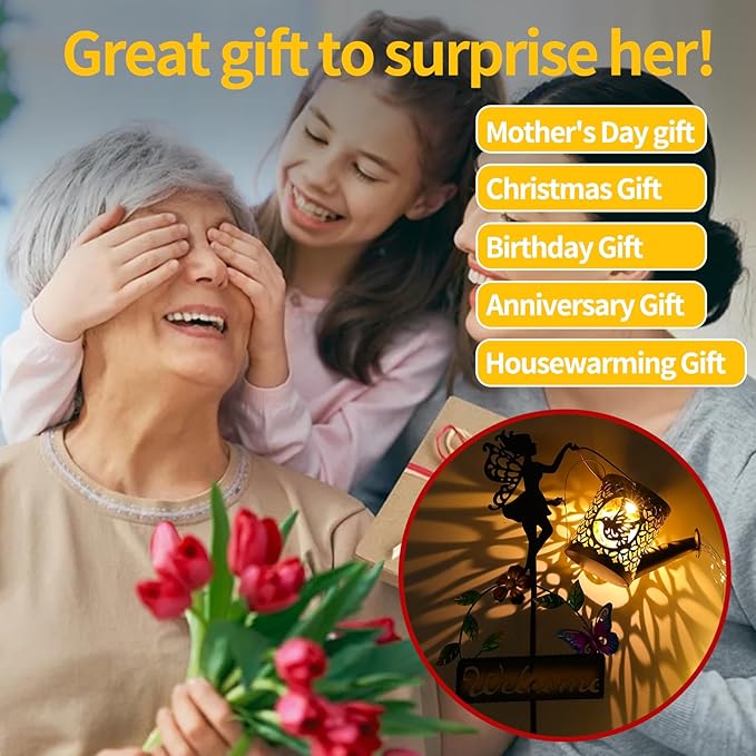 ZKLiLi Solar Watering Can with Lights,Outdoor Garden Fairy Decor Waterproof Large Hanging Lantern Lights Decorations for Patio Yard Porch Lawn Pathway Walkway Statues Outdoor Garden Decor Gifts