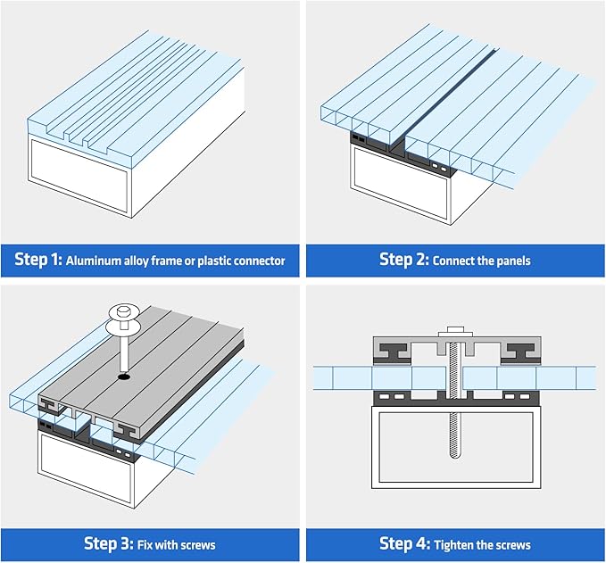 UMIG 6 PCS 4'x 2'x 0.24'' Polycarbonate Greenhouse Panels, Twin-Wall Waterproof UV Protected Corrugated Plastic Roof Panels Sheets, Clear Replacement Panels for Greenhouse, Outdoor, Plant